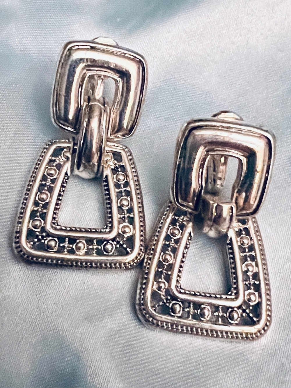 Silver-Tone Geometric Drop Earrings - Classic Women's Jewelry